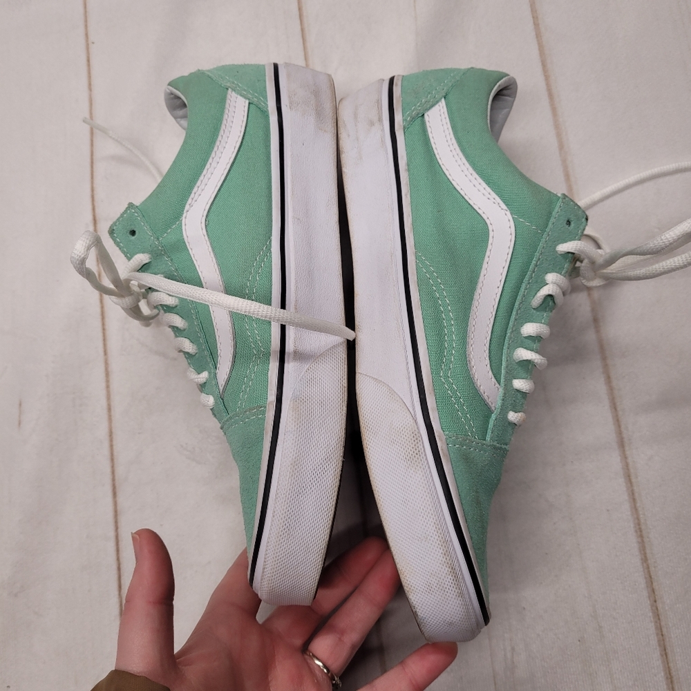 Vans Mint Green Low Top Sneakers with White Stripe - Picture 3 of 8